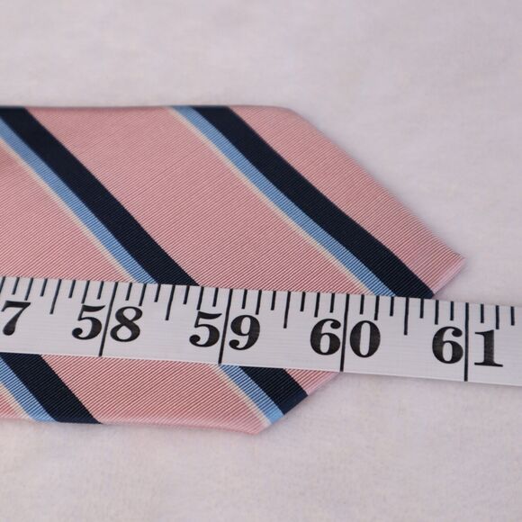 Paul Stuart Men's Silk/Wool Designer Repp Pink/Blue Striped Necktie Made in UK - Picture 8 of 8
